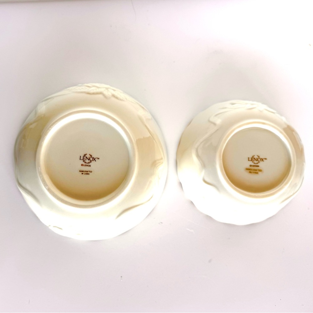 Lenox Ivory Rose Blossom Bowls Gold Trim Porcelain Set Of 2 NEW - Picture 11 of 16